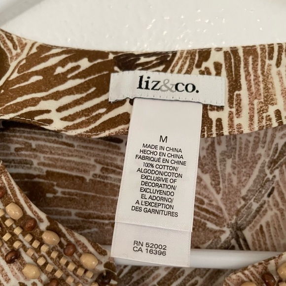 Liz & Co Beaded Brown Tank Top - Picture 4 of 6